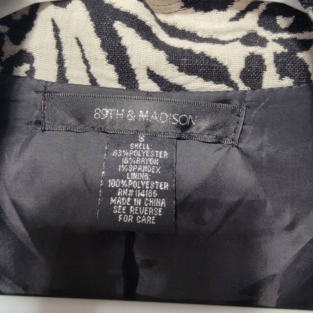 89th & MADISON Women's Animal Print Jacket Blazer Cream Black Size Small - Picture 4 of 8